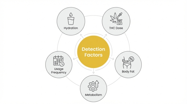 Do Edibles Show Up On Drug Tests? Detection Times And How To Flush Them Out 4 Detection Factors Diagram