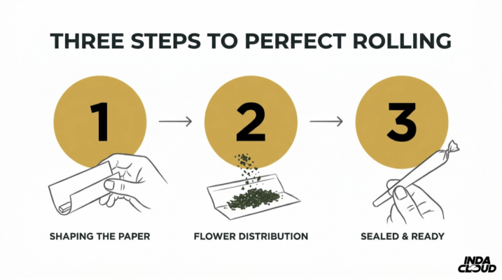 Art Of Joint Smoke: Master The Technique &Amp; Tips 2 Three Steps To Perfect Joint Rolling Showing Shaping The Paper, Flower Distribution, And Sealed Ready Finished Joint