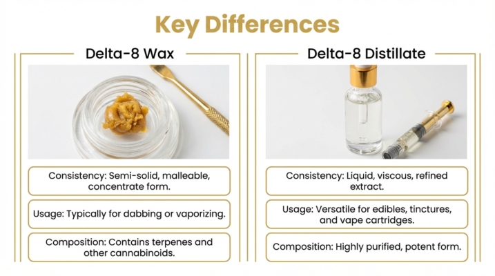 Delta-8 Wax: What It Is, Effects, Benefits, And More 1 Delta-8 Wax Vs Distillate